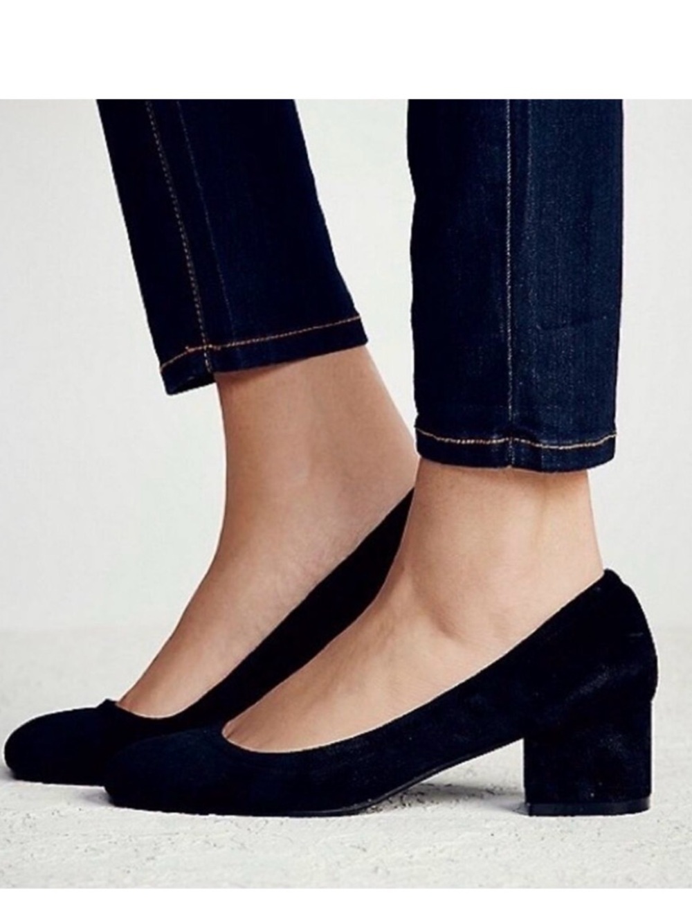 Jeffrey Campbell Bitsie Suede Black Low Block Heel Round Toe Flat Size 10